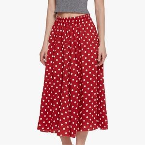 Red + White Polka Dot Minnie Mouse Midi Long Skirt Size Medium worn once EUC